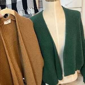 Zenana Green and Brown Knit Cardigan Duo